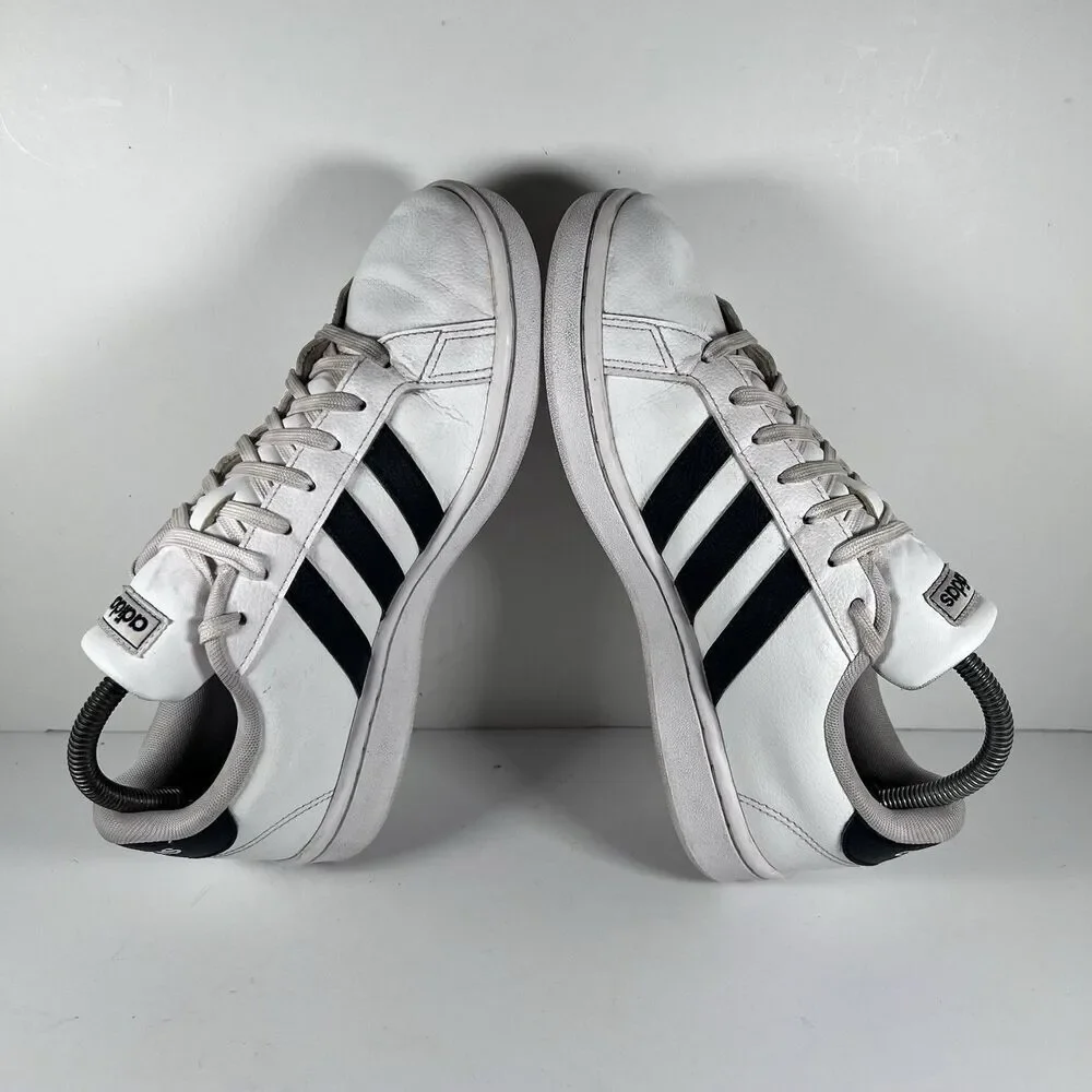 Adidas Grand Court White Black Lace Up Shoes Sneakers Women's Size 8.5 F36483